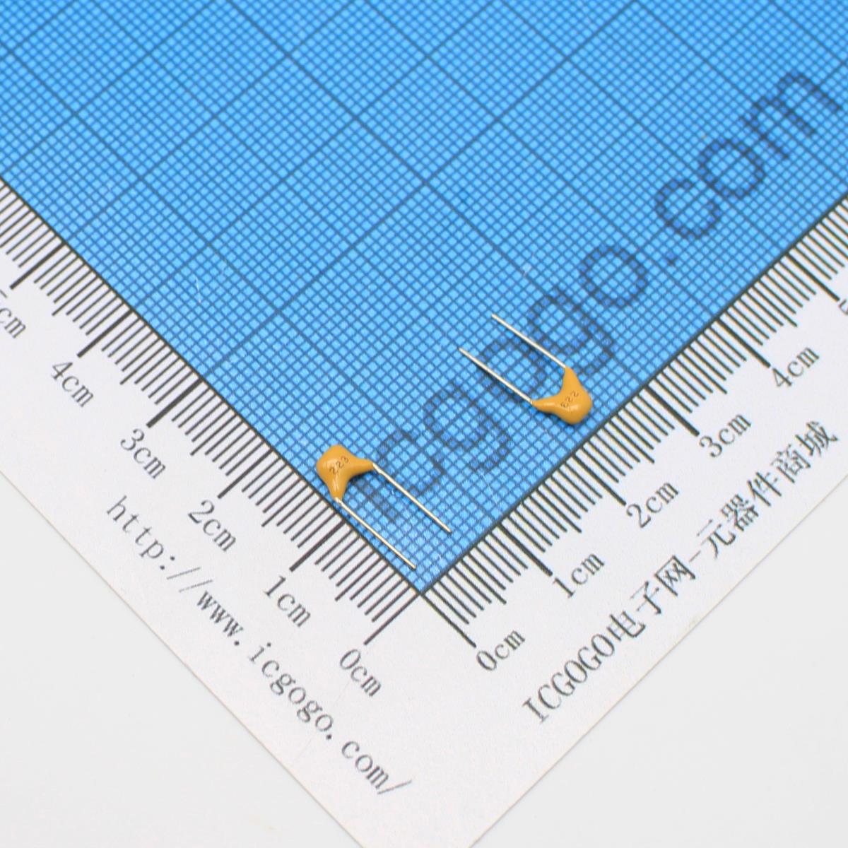 直插独石电容 50v 223K 0.022UF 22NF 22000PF 脚距P=5.08mm ±10%